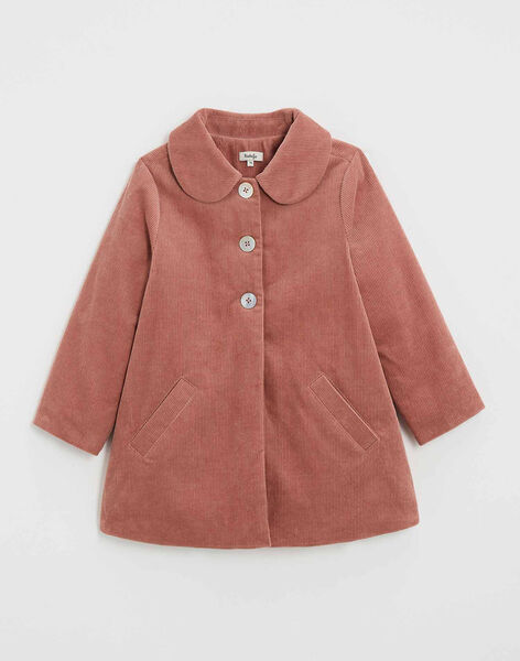 Manteau enfant en velours côtelé rose bégonia INAYA 23-K / 24I129111N16302