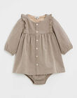 Robe manches longues en vichy beige et gris IMAGNOLIA 23 / 24IU1911N18080