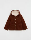 Manteau enfant en velours côtelé brique ICE 23-K / 24I129211N16403