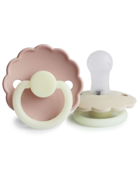 Lot de 2 tétines Daisy night silicone cream/blush DAI NI SI CR/BL / 23PRR1018SUC999