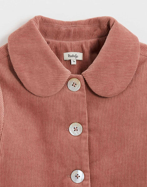 Manteau enfant en velours côtelé rose bégonia INAYA 23-K / 24I129111N16302