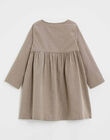 Robe enfant manches longues en vichy beige et gris IVANILLE 23-K / 24I129114N18080