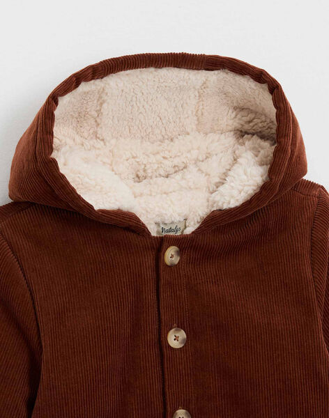 Manteau enfant en velours côtelé brique ICE 23-K / 24I129211N16403