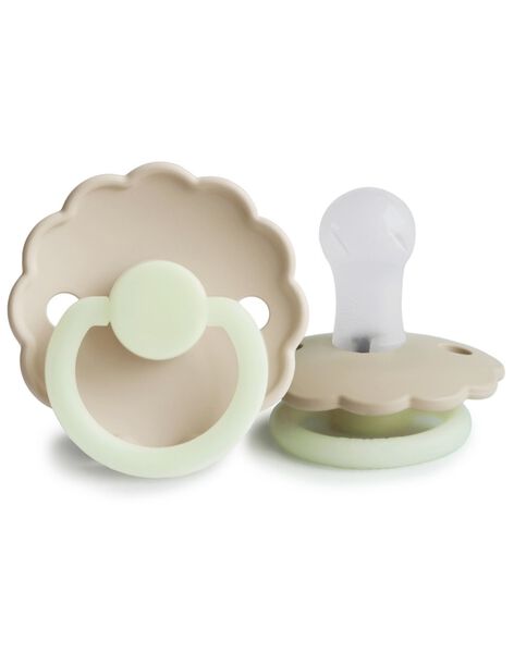 Lot de 2 tétines Daisy night silicone croissant/cream DAI NI SI CR/CR / 24PRR1025SUC999