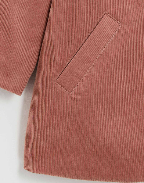 Manteau enfant en velours côtelé rose bégonia INAYA 23-K / 24I129111N16302