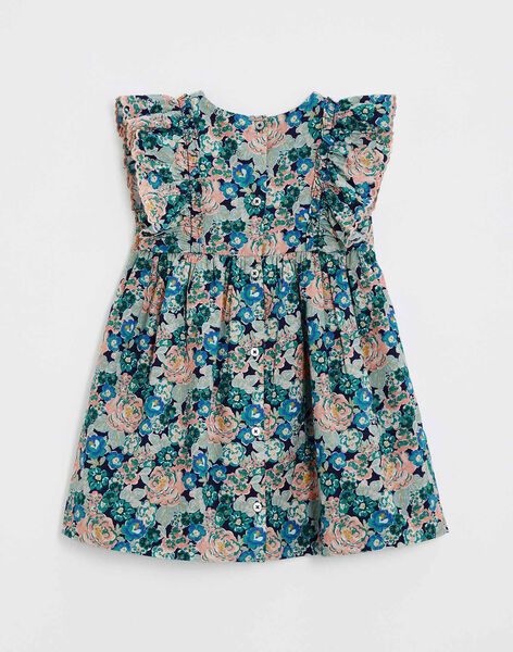 Robe enfant sans manches en popeline imprimé fleurs ILEONORE 24-K / 24I129115N18705