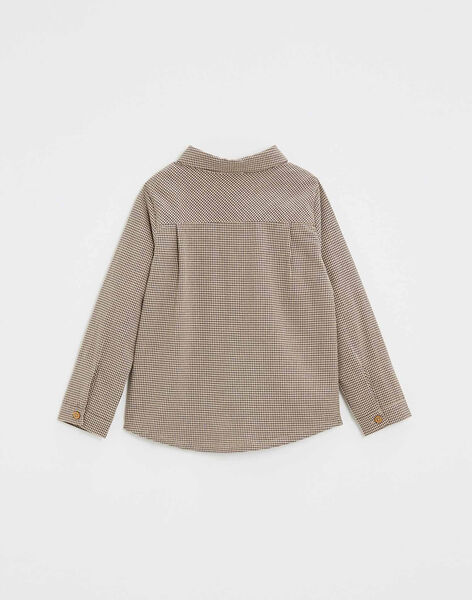 Chemise enfant en vichy beige et gris ISTEO 23-K / 24I129212NM1080