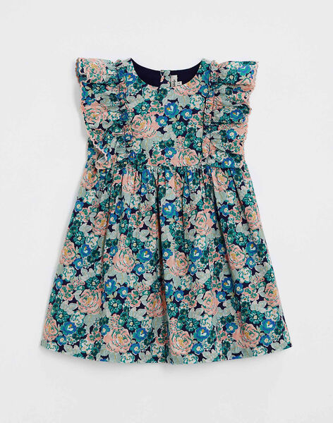 Robe enfant sans manches en popeline imprimé fleurs ILEONORE 24-K / 24I129115N18705