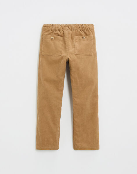 Pantalon enfant en velours côtelé caramel ILIAM 23-K / 24I129212N03420