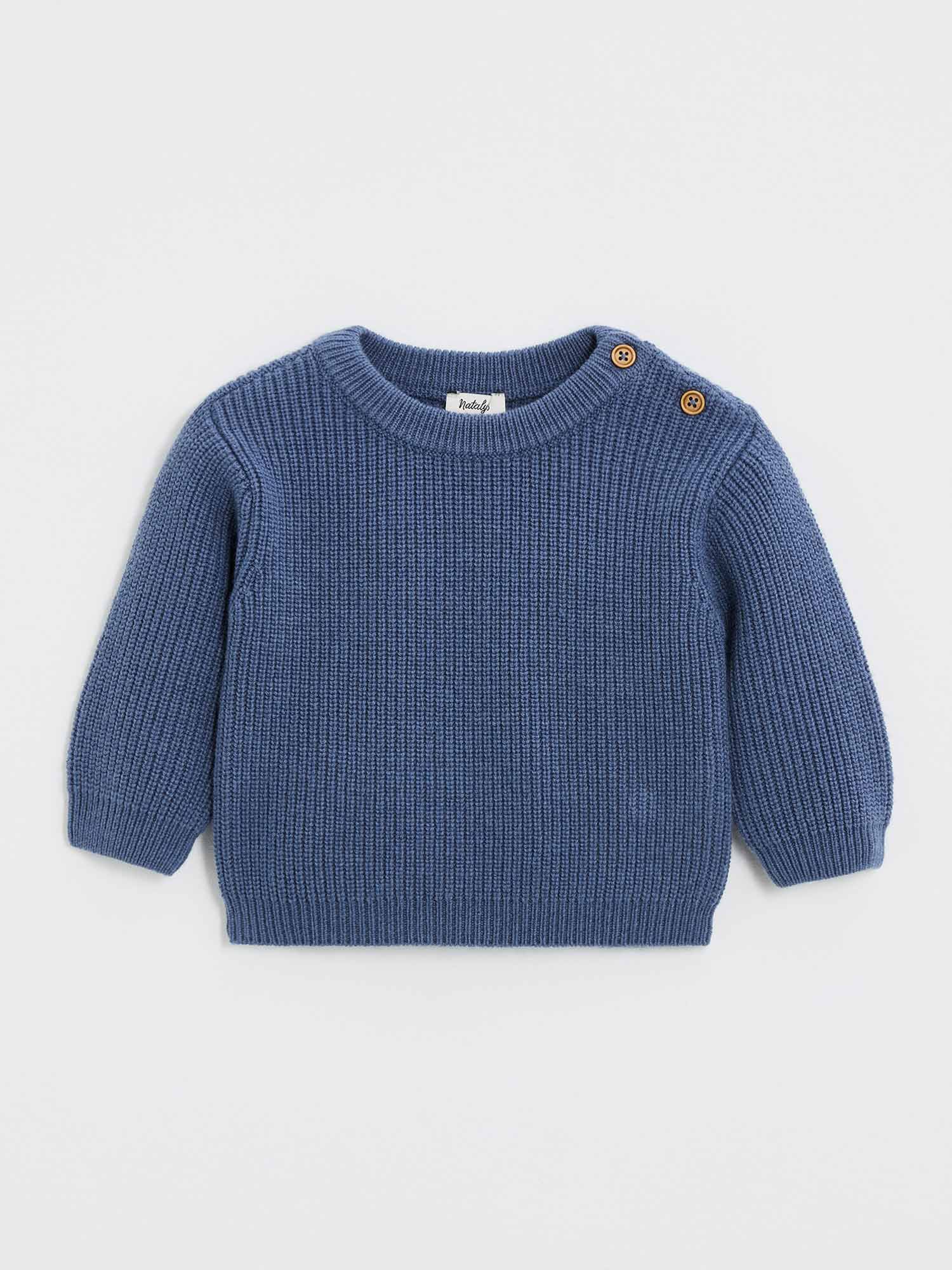 Pull en tricot fantaisie bleu grisé