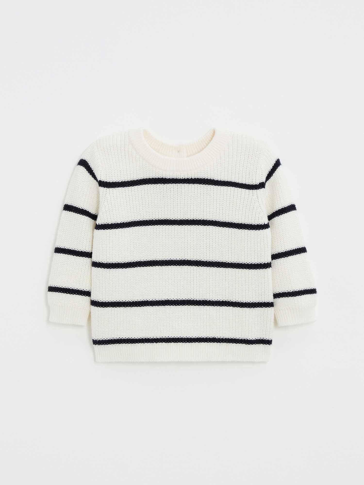 Pull en tricot rayé écru