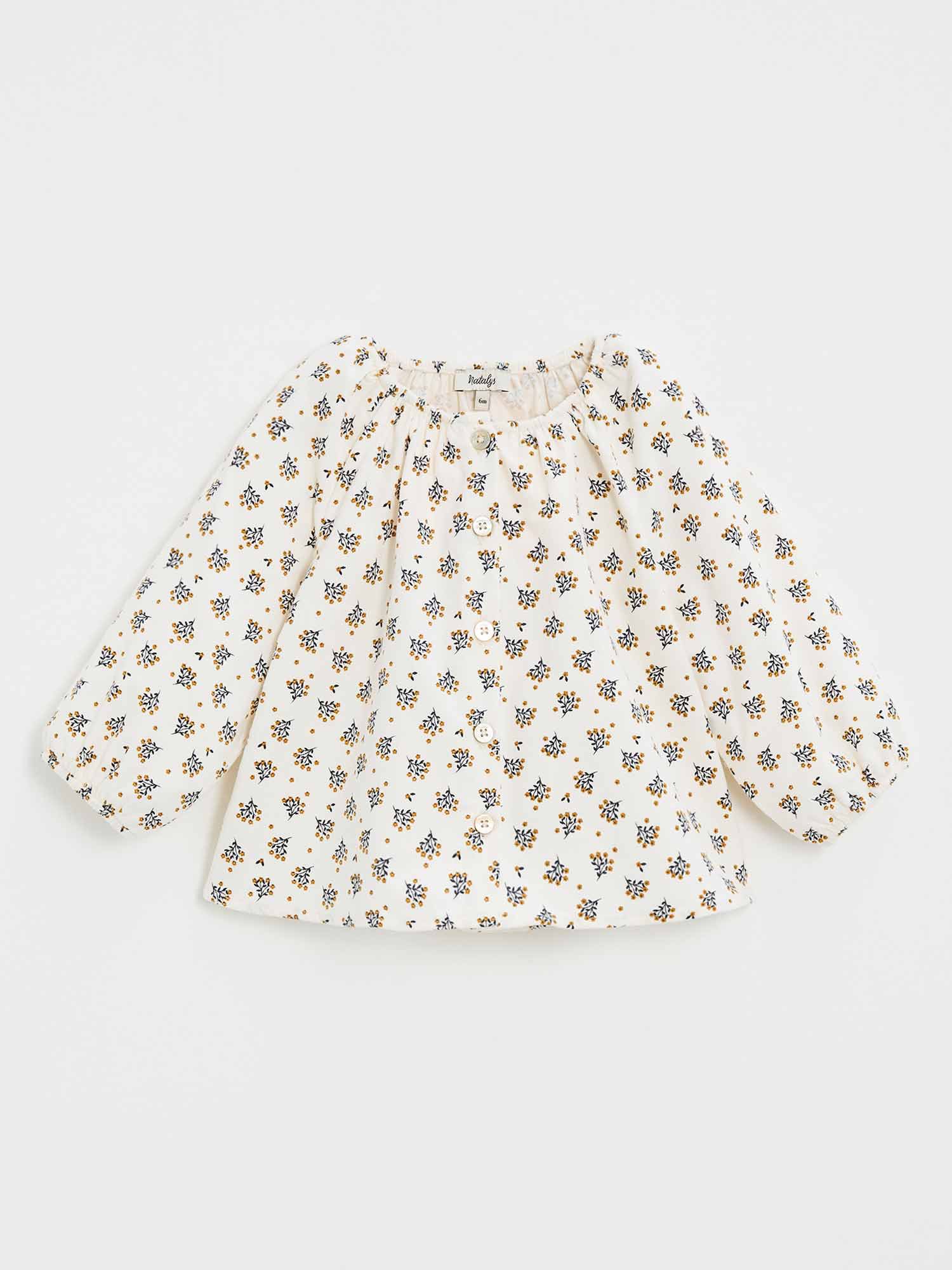 Blouse en velours imprimé boutons d'or